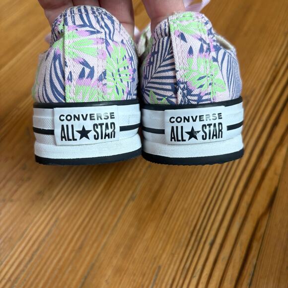 Converse All Star low top purple foliage low top girls platform sneakers SIZE 3 - Picture 3 of 8